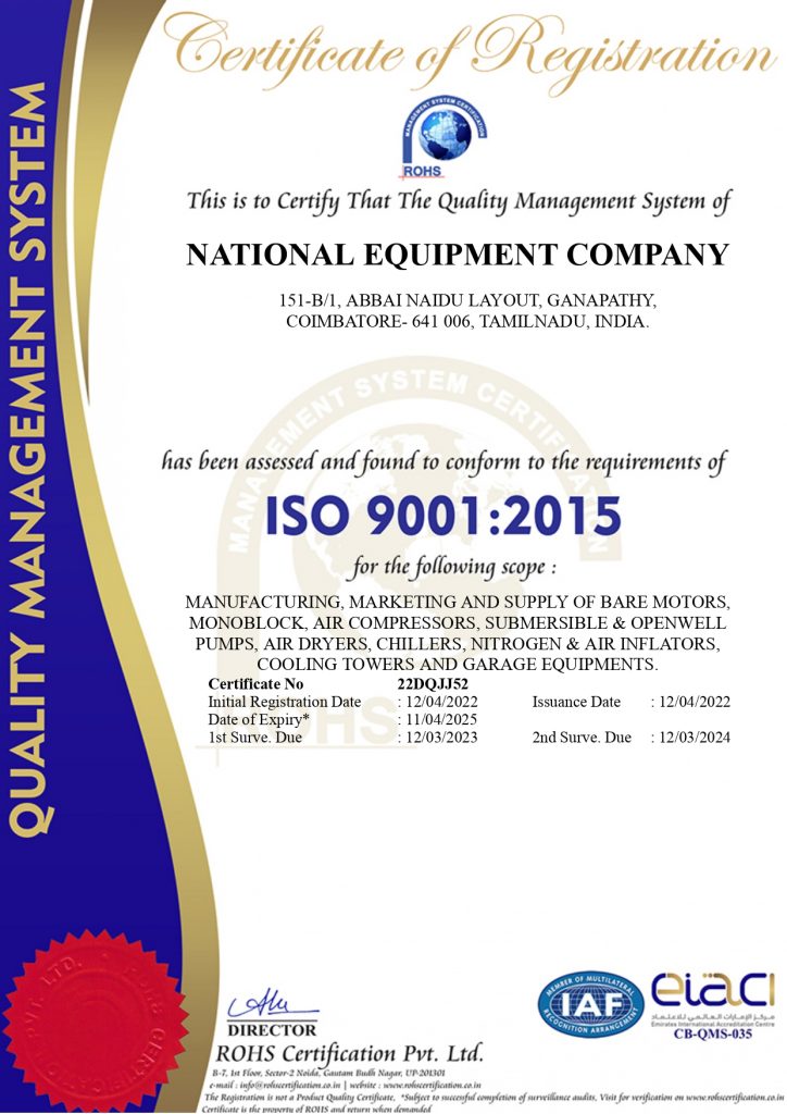 NEC AIR COMPRESSORS AND PUMPS ISO CERTIFIED COMPANY